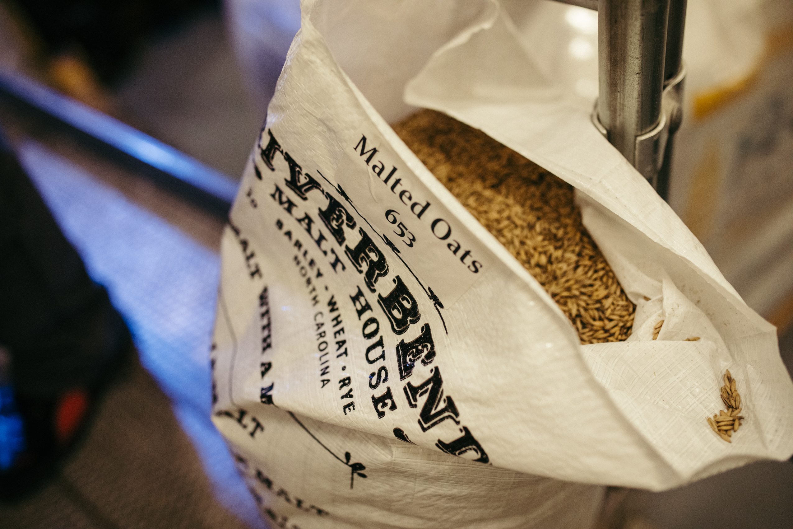 Open bag of malted oats from Riverbend Malt House